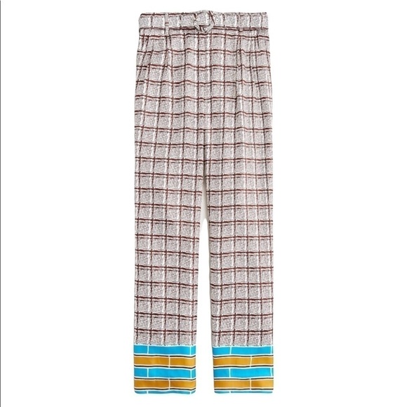 J. Crew Collection High-rise Silk Trouser Pants in Mini Windowpane print NWT - Picture 4 of 4